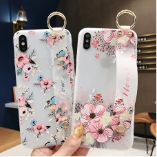 Рельефный силиконовый чехол для iPhone X с ремешком-подставкой