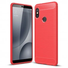 Силіконовий чохол з карбоновою вставкою для Xiaomi Redmi Note 5 Червоний
