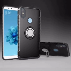 Протиударний бампер для Xiaomi Mi A2 Lite з кільцем-тримачем Чорний