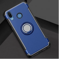 Противоударный бампер для Xiaomi Redmi Note 7 с кольцом-держателем Синий