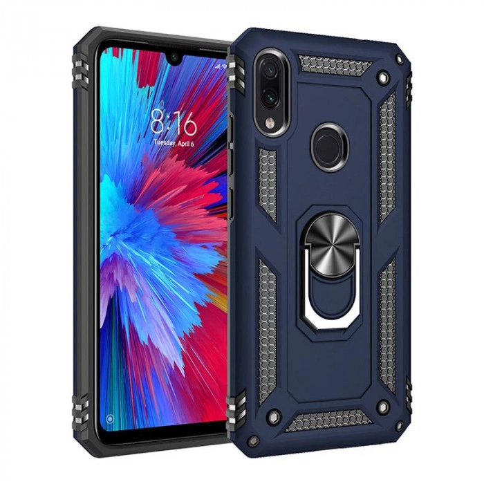 Ультратонкий противоударный чехол для Xiaomi Redmi Note 7 с кольцом-держателем Синий Ультратонкий противоударный чехол для Xiaomi Redmi Note 7 с кольцом-держателем Синий