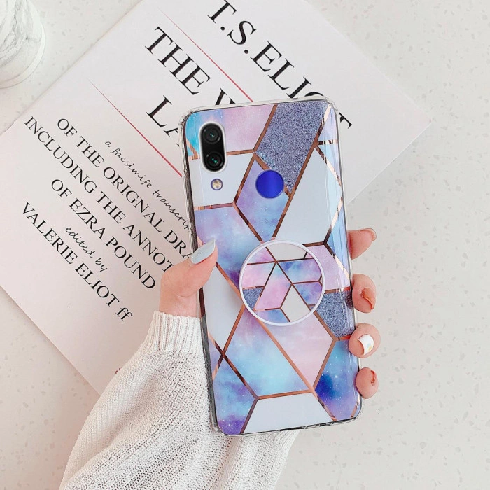Силіконовий чохол з принтом та попсокетом для Samsung A10s - Синій Силіконовий чохол з принтом та попсокетом для Samsung A10s - Синій