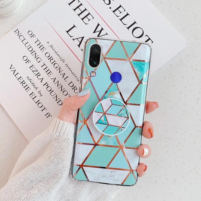 Силіконовий чохол з принтом та попсокетом для Xiaomi Redmi Note 7 - Бірюзовий Силіконовий чохол з принтом та попсокетом для Xiaomi Redmi Note 7 - Бірюзовий