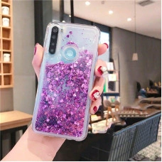Силіконовий чохол з рідким гліттером для Xiaomi Redmi Note 8Т Фіолетовий