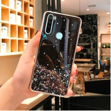 Силіконовий чохол з блискітками для Xiaomi Redmi Note 8 Чорний