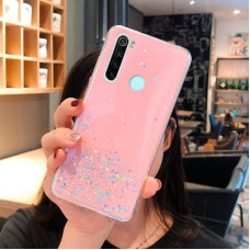 Силіконовий чохол з блискітками для Xiaomi Redmi Note 8 Рожевий