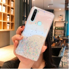 Силіконовий чохол з блискітками для Xiaomi Redmi Note 8 Сріблястий