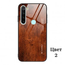 Глянцевый чехол Wood для Xiaomi Redmi Note 8T Темно-коричневый