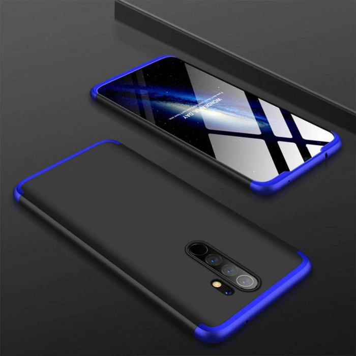 Матовый защитный чехол GKK 360° для Xiaomi Redmi Note 8 Pro Черно-синий Матовый защитный чехол GKK 360° для Xiaomi Redmi Note 8 Pro Черно-синий