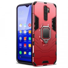 Защитный бампер IronMan для Xiaomi Redmi Note 8 Pro с кольцом-держателем Красный