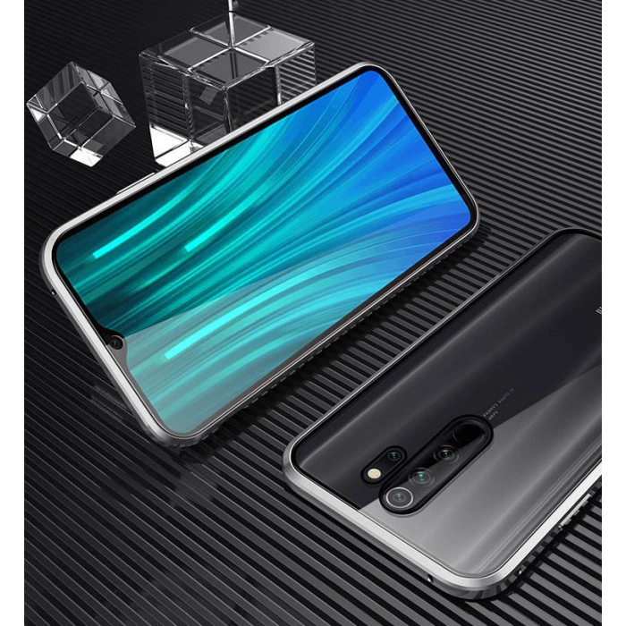 Двосторонній магнітний чохол для Xiaomi Redmi 9 - Сріблястий. Двосторонній магнітний чохол для Xiaomi Redmi 9 - Сріблястий.