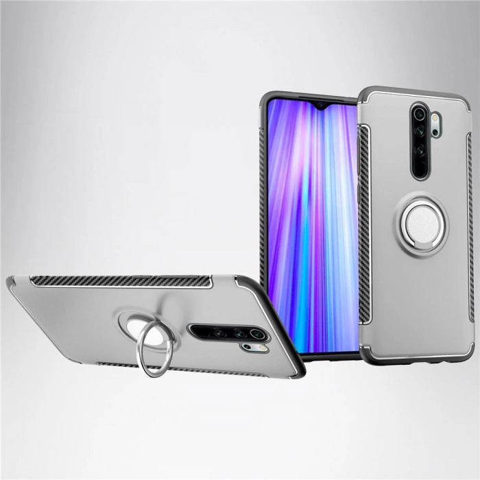 Протиударний бампер для Xiaomi Redmi Note 8 Pro з кільцем-тримачем Сріблястий Протиударний бампер для Xiaomi Redmi Note 8 Pro з кільцем-тримачем Сріблястий