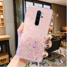 Силіконовий чохол з блискітками для Xiaomi Redmi Note 8 Pro Рожевий