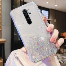 Силіконовий чохол з блискітками для Xiaomi Redmi Note 8 Pro Сріблястий