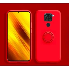 Силиконовый чехол Soft Touch с кольцом-держателем для Xiaomi Redmi Note 9 Красный