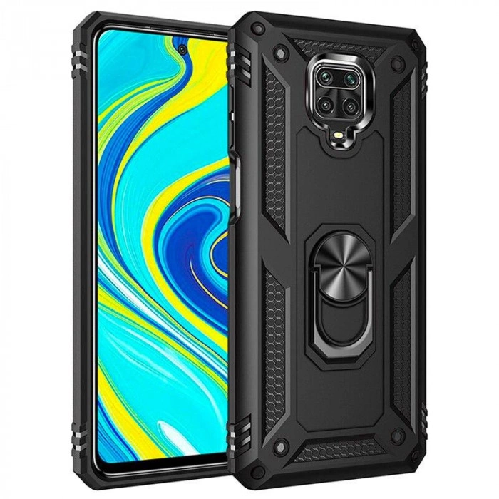Ультратонкий противоударный чехол для Xiaomi Redmi Note 9s/Pro с кольцом-держателем Черный Ультратонкий противоударный чехол для Xiaomi Redmi Note 9s/Pro с кольцом-держателем Черный