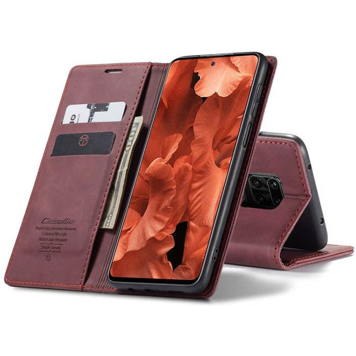 Чохол-книжка CaseMe із нубуку для Xiaomi Redmi Note 9s/Pro Бордовий