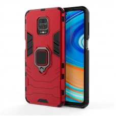 Защитный бампер IronMan для Xiaomi Redmi Note 9s/Pro с кольцом-держателем Красный
