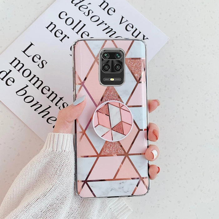 Силиконовый чехол с принтом и попсокетом для Xiaomi Redmi Note 9s/Pro Розовый Силиконовый чехол с принтом и попсокетом для Xiaomi Redmi Note 9s/Pro Розовый