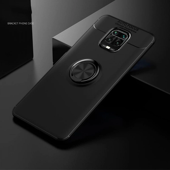Силіконовий бампер для Xiaomi Redmi Note 9s/Pro з кільцем-тримачем Чорний Силіконовий бампер для Xiaomi Redmi Note 9s/Pro з кільцем-тримачем Чорний