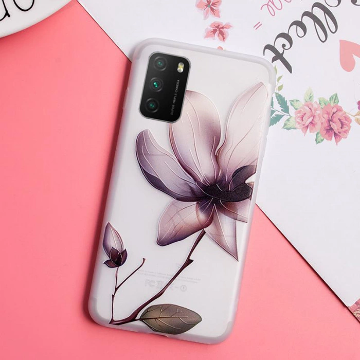 Рельєфний силіконовий чохол для Xiaomi Poco M3 з зображенням Магнолія Рельєфний силіконовий чохол для Xiaomi Poco M3 з зображенням Магнолія