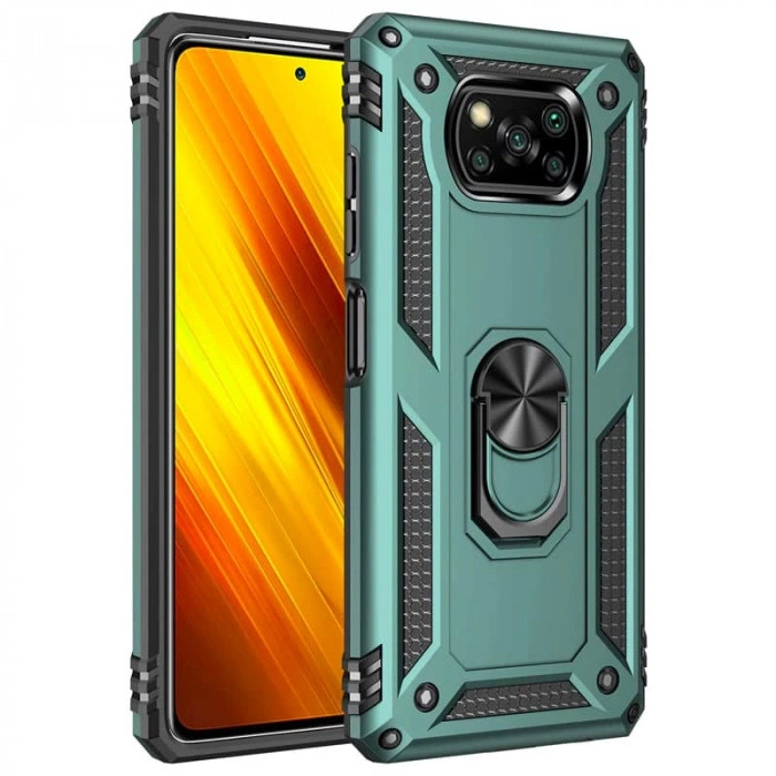 Ультратонкий протиударний чохол для Xiaomi Poco X3 NFC з кільцем-тримачем Зелений Ультратонкий протиударний чохол для Xiaomi Poco X3 NFC з кільцем-тримачем Зелений