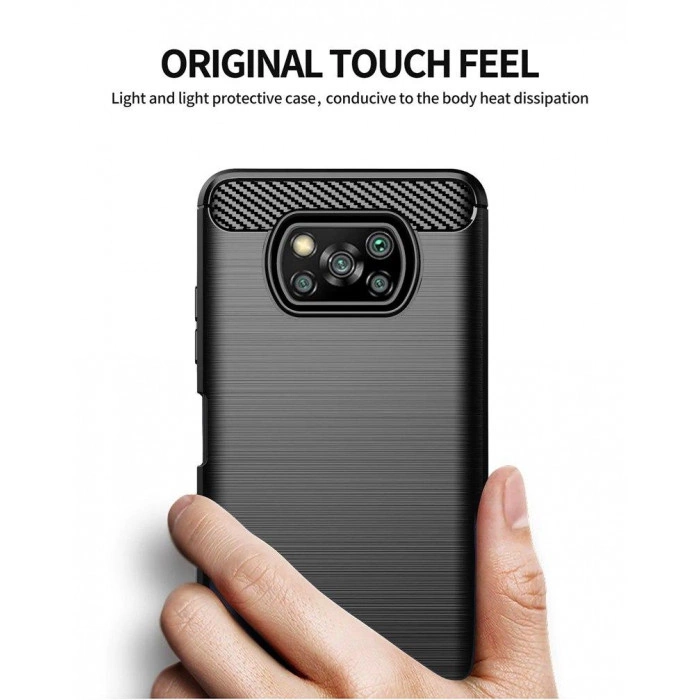 Силіконовий бампер Ipaky з карбоновими вставками для Xiaomi Poco X3 NFC
