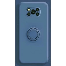 Силиконовый чехол Soft Touch с кольцом-держателем для Xiaomi Poco X3 NFC/Pro Темно-синий