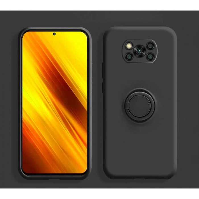Силиконовый чехол Soft Touch с кольцом-держателем для Xiaomi Poco X3 NFC/Pro Чёрный Силиконовый чехол Soft Touch с кольцом-держателем для Xiaomi Poco X3 NFC/Pro Чёрный