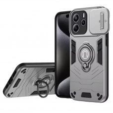 Противоударный чехол Camshield для Xiaomi Redmi Note 14 4G (24117RN76E) с кольцом-держателем Серебристый