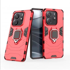 Защитный бампер IronMan для Xiaomi Redmi Note 14 4G с кольцом-держателем Красный
