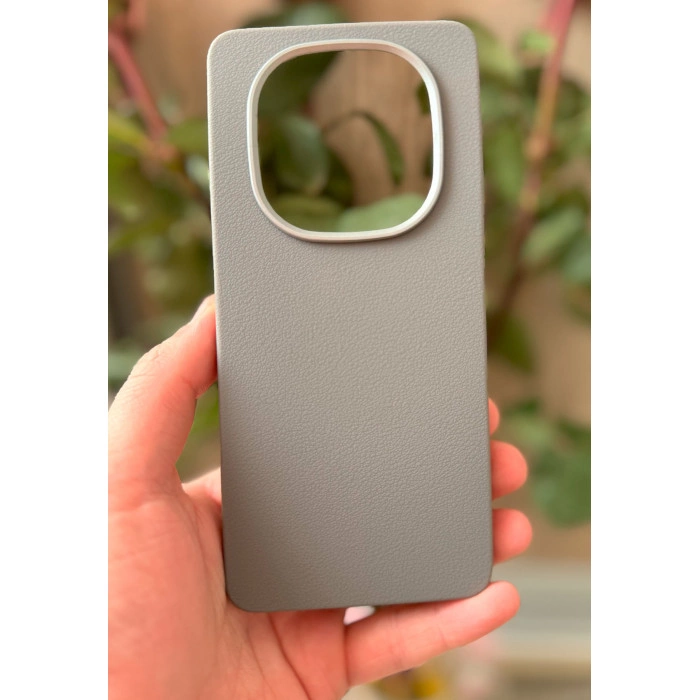 Силіконовий чохол з текстурою шкіри для Xiaomi Redmi Note 14 Pro+ 5G Сірий