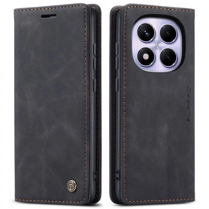 Чохол-книжка CaseMe із нубуку для Xiaomi Redmi Note 14 Pro 5G Чорний