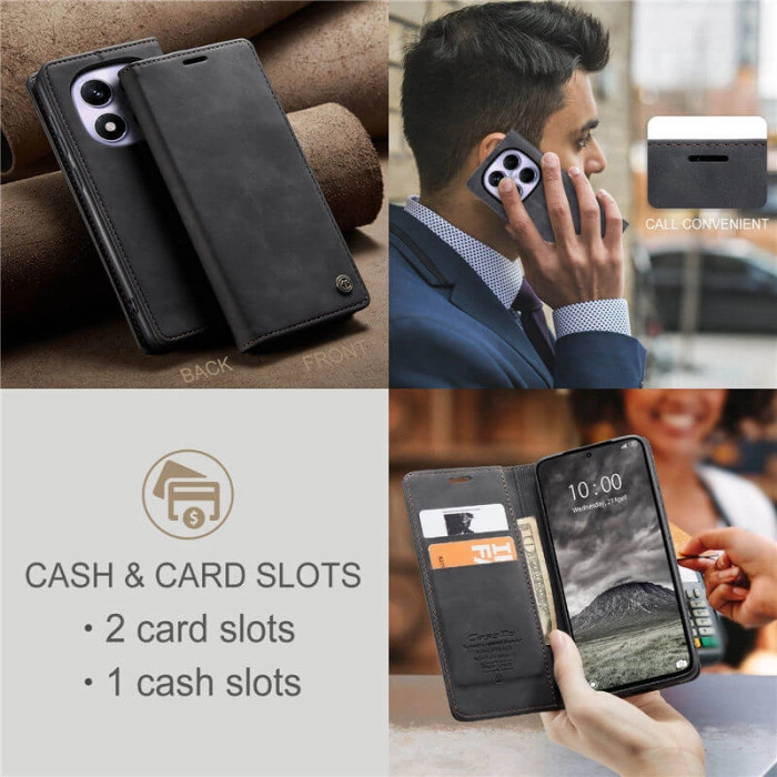 Чохол-книжка CaseMe із нубуку для Xiaomi Redmi Note 14 Pro 5G Чорний