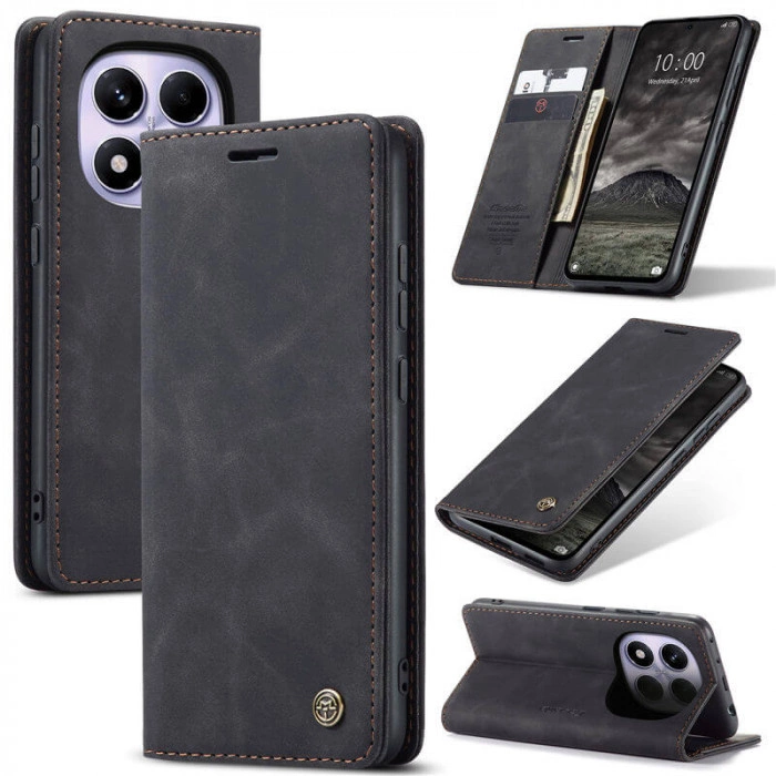 Чохол-книжка CaseMe із нубуку для Xiaomi Redmi Note 14 Pro 5G Чорний