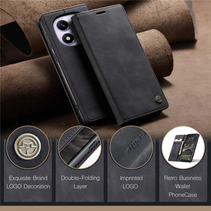 Чохол-книжка CaseMe із нубуку для Xiaomi Redmi Note 14 Pro 5G Чорний