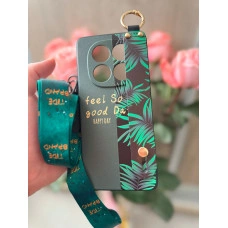Силиконовый чехол для Xiaomi Redmi Note 14 Pro 5G с ремешком-подставкой и на шею Happy Day