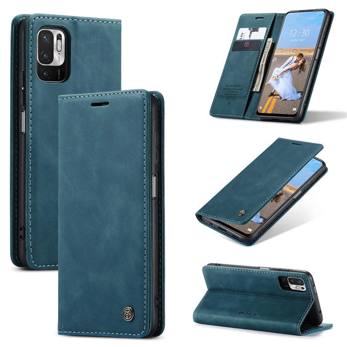 Чехол-книжка CaseMe из нубука для Xiaomi Redmi Note 10 5G Бирюзовый