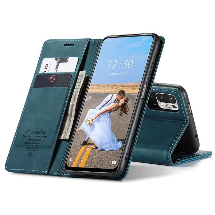 Чехол-книжка CaseMe из нубука для Xiaomi Redmi Note 10 5G Бирюзовый