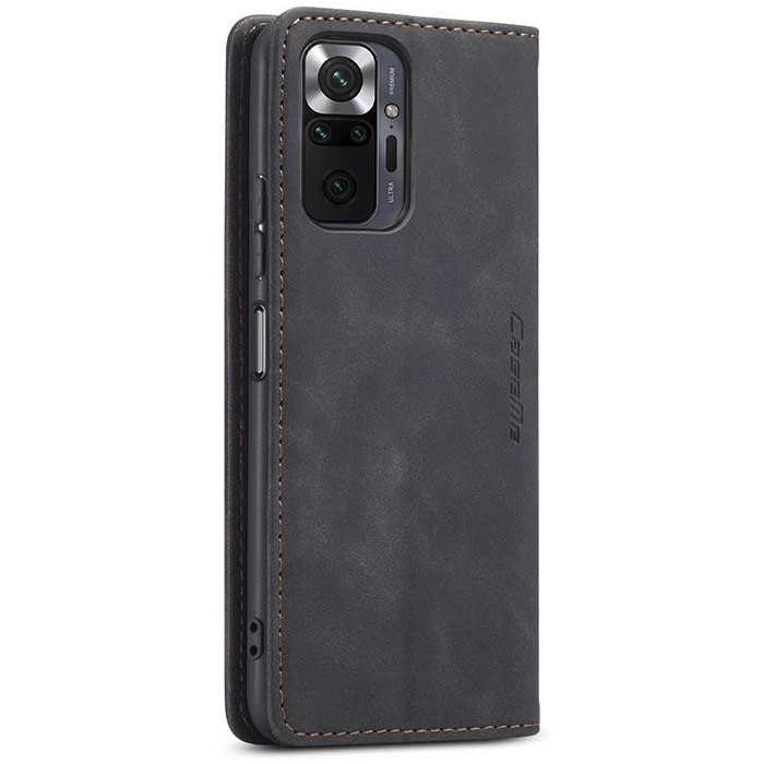 Чехол-книжка CaseMe из нубука для Xiaomi Redmi Note 10 Pro Чёрный