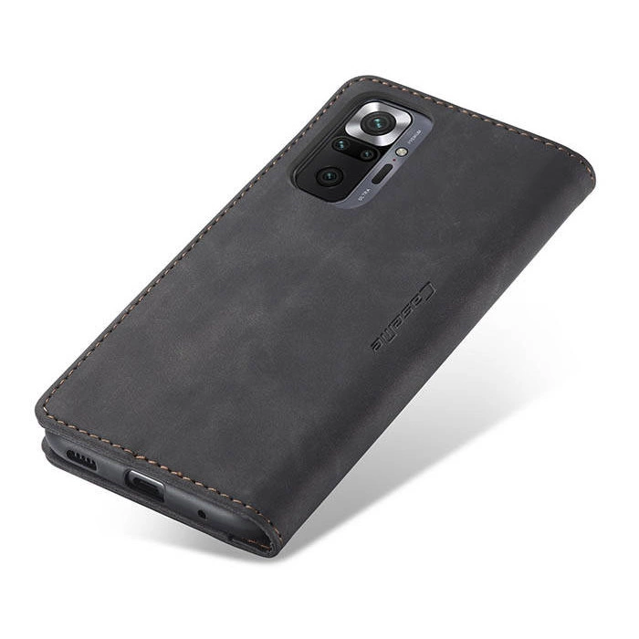 Чехол-книжка CaseMe из нубука для Xiaomi Redmi Note 10 Pro Чёрный