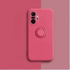 Силиконовый чехол Soft Touch с кольцом-держателем для Xiaomi Redmi Note 10 Pro Малиновый