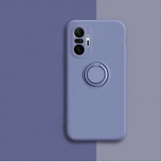 Силиконовый чехол Soft Touch с кольцом-держателем для Xiaomi Redmi Note 10 Pro Серо-синий