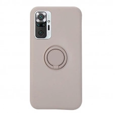 Силиконовый чехол Soft Touch с кольцом-держателем для Xiaomi Redmi Note 10 Pro Светло-серый