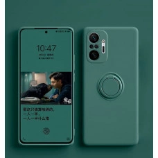 Силиконовый чехол Soft Touch с кольцом-держателем для Xiaomi Redmi Note 10 Pro Тёмно-зеленый