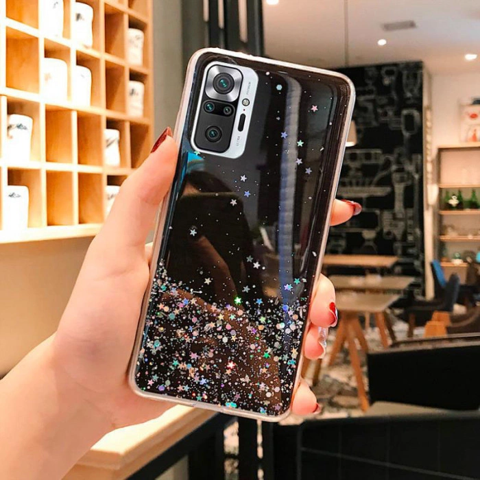 Силіконовий чохол з блискітками для Xiaomi Redmi Note 10/10s Чорний