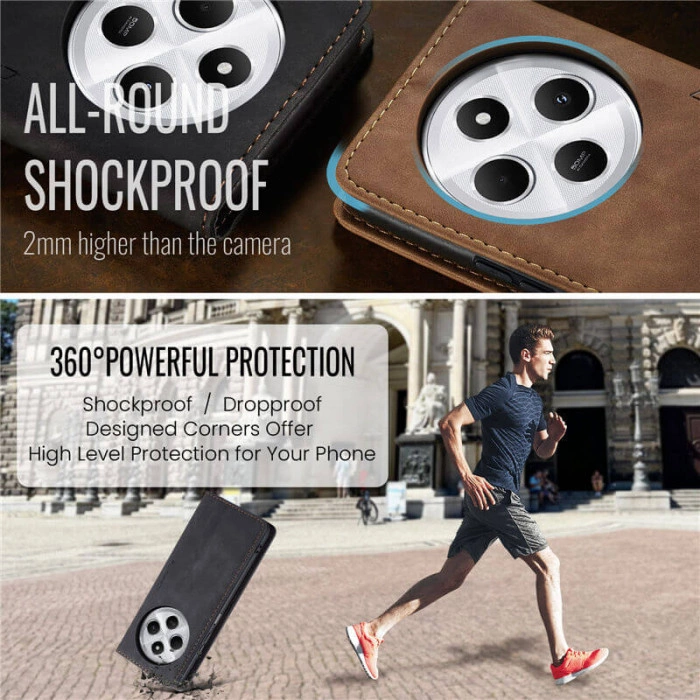Чохол-книжка CaseMe із нубуку для Xiaomi Poco C75 Чорний