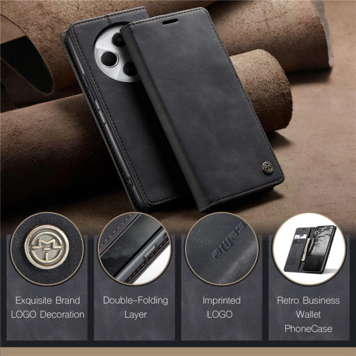 Чохол-книжка CaseMe із нубуку для Xiaomi Poco C75 Чорний