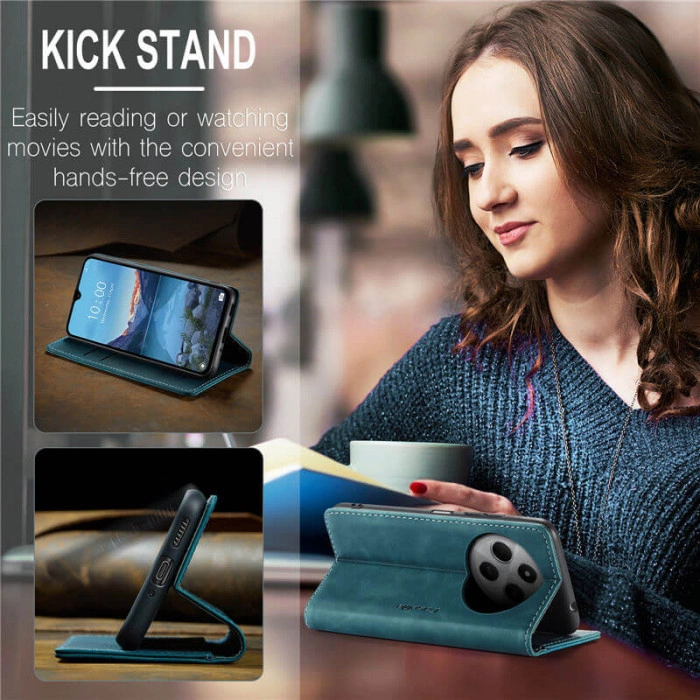 Чохол-книжка CaseMe із нубуку для Xiaomi Poco C75 Бірюзовий