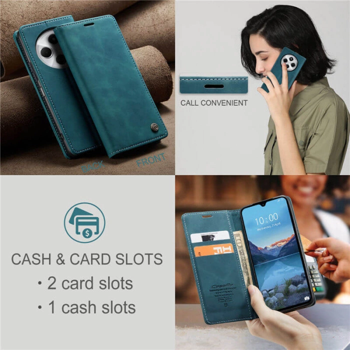 Чохол-книжка CaseMe із нубуку для Xiaomi Poco C75 Бірюзовий
